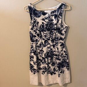 Talbots White Dress with Navy Floral Print